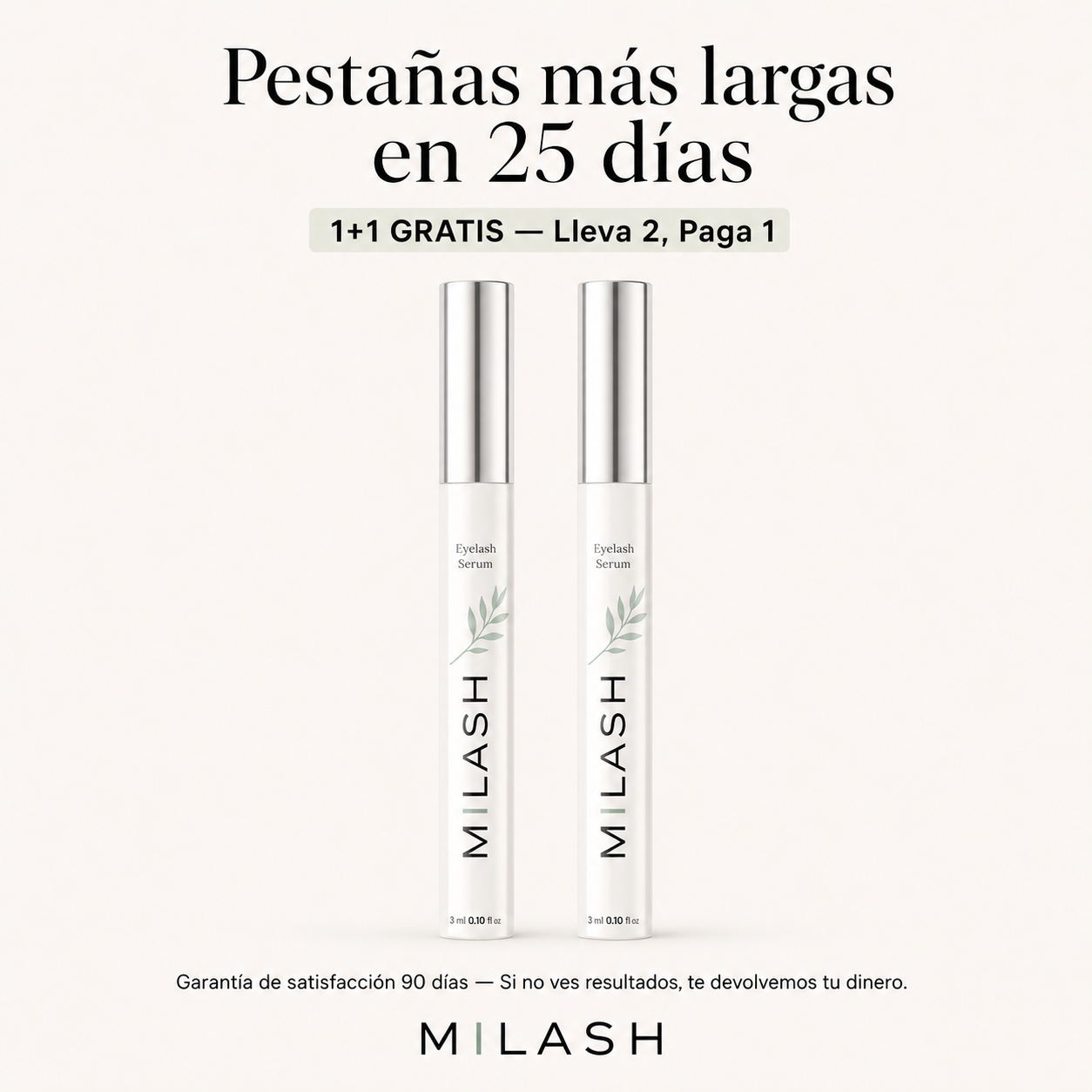 Serum Reparador de Pestañas Milash — Más largas y densas en 25 días · 0 Prostaglandinas