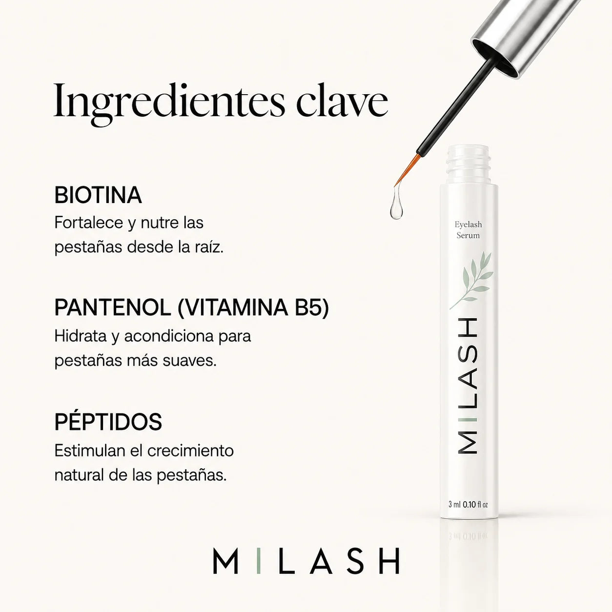 Serum Reparador de Pestañas Milash — Más largas y densas en 25 días · 0 Prostaglandinas